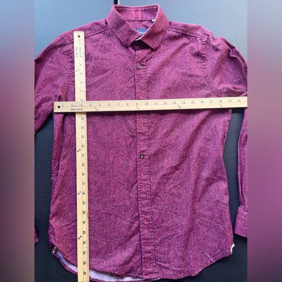 Robert Graham Mens Woven Finnegan Button-Down Dress Shirt Burgundy Size Medium - Picture 8 of 10